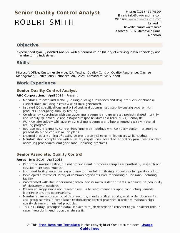 Pharmaceutical Resume Samples for Quality Control Quality Control Resume Examples Unique Quality Control