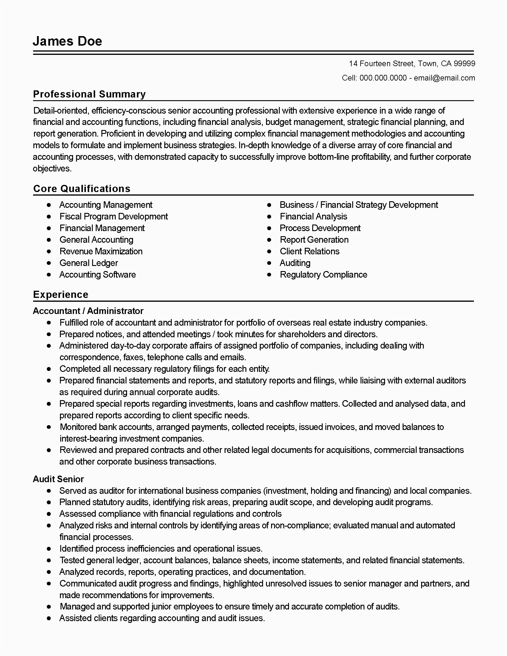 Professional Summary Resume Sample for Accountant Professional Accountant Resume Database Letter Templates