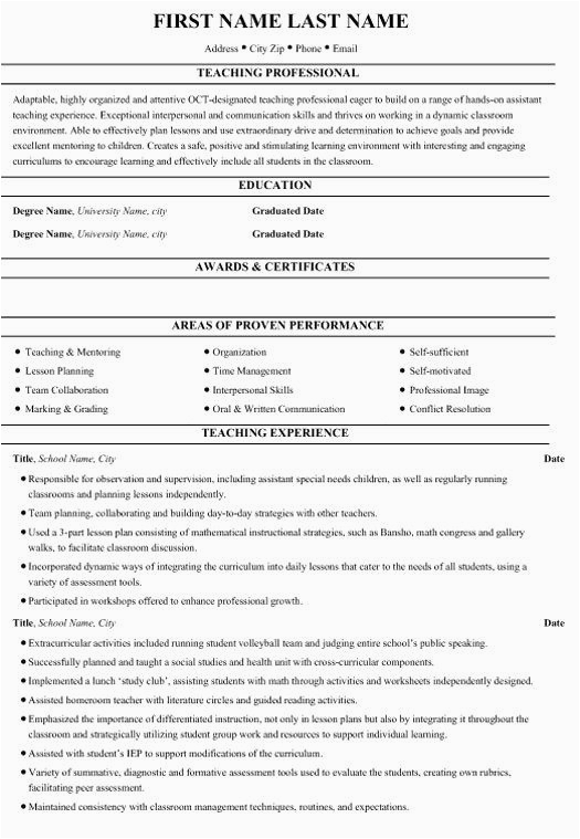 Professional Summary Resume Sample for Teachers Free Sample Resume for Teachers Fresh top Education Resume