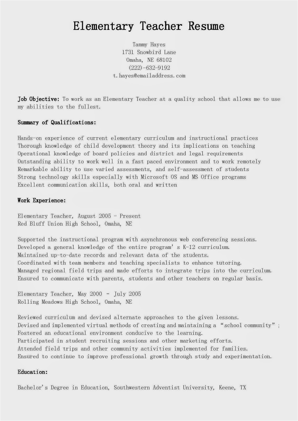 Professional Summary Resume Sample for Teachers Resume Samples Elementary Teacher Resume Sample