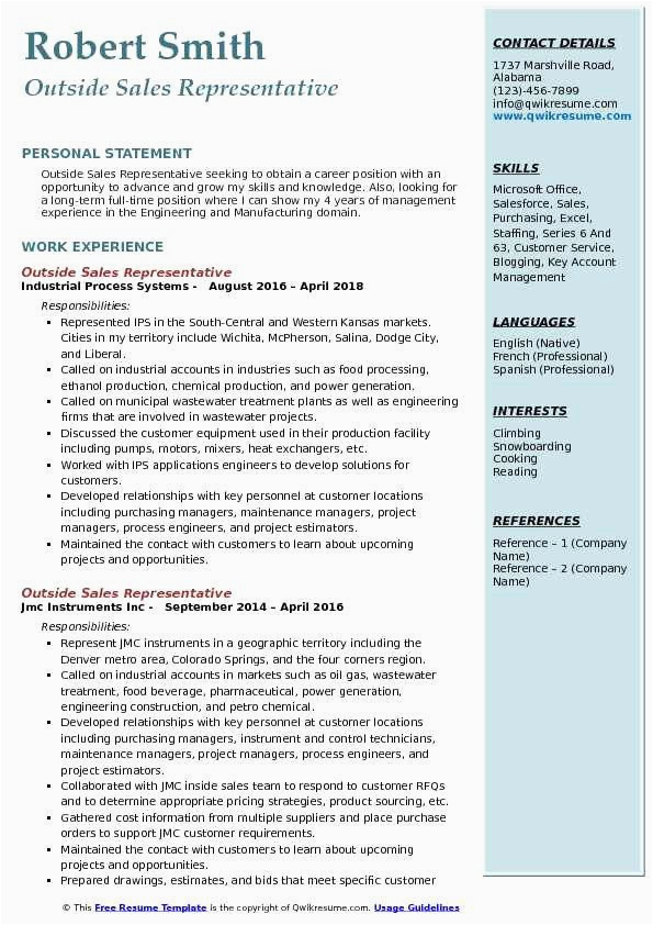 Profile Summary Sample for Sales Resume √ 20 Sales Representative Job Description Resume In 2020