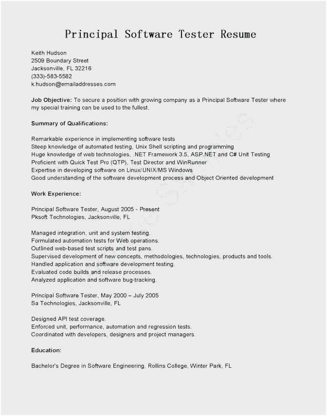 Qtp Sample Resume for software Testers Free 56 Qtp Sample Resume for software Testers Example