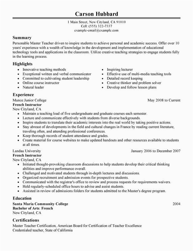 Resume for Masters Application Sample Pdf Unfor Table Master Teacher Resume Examples to Stand Out