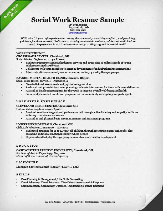 Resume Sample for Fresh Graduate social Work 12 13 social Worker Resume format