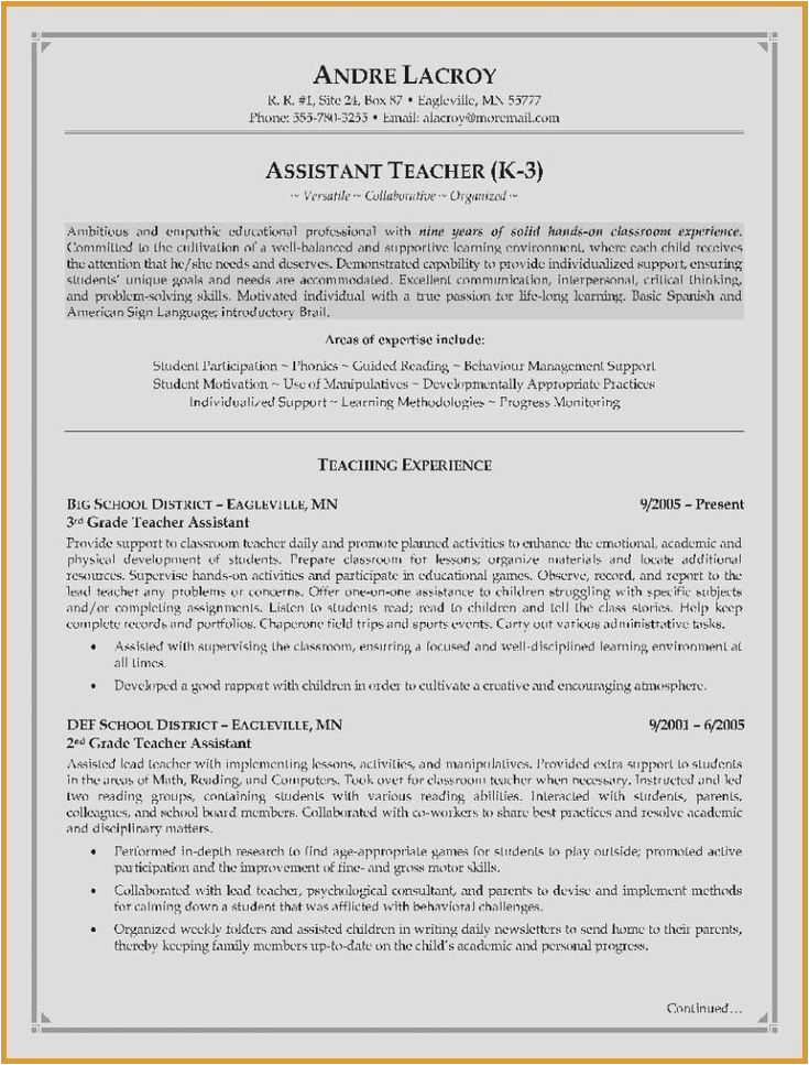 Resume Sample for Fresh Graduate Teachers 71 Unique S Example Resume for Teacher Fresh