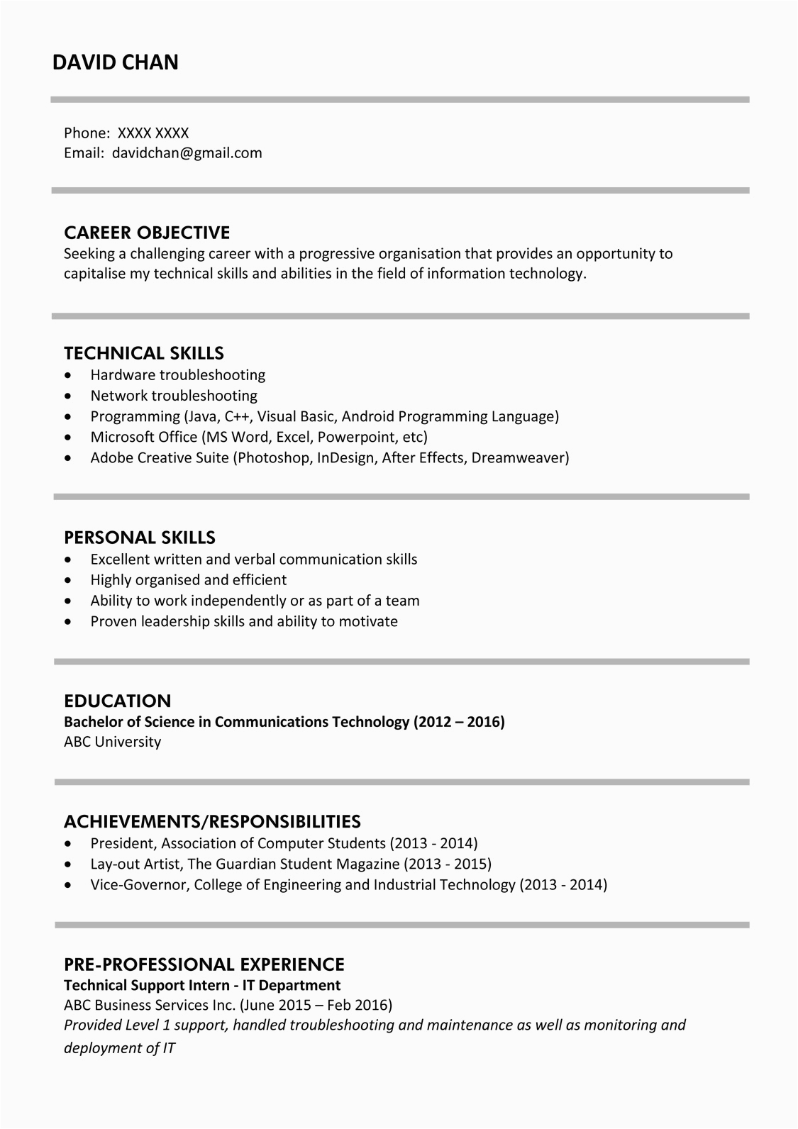 Resume Sample for Fresh Graduate without Experience Resume Example for Fresh Graduate without Experience