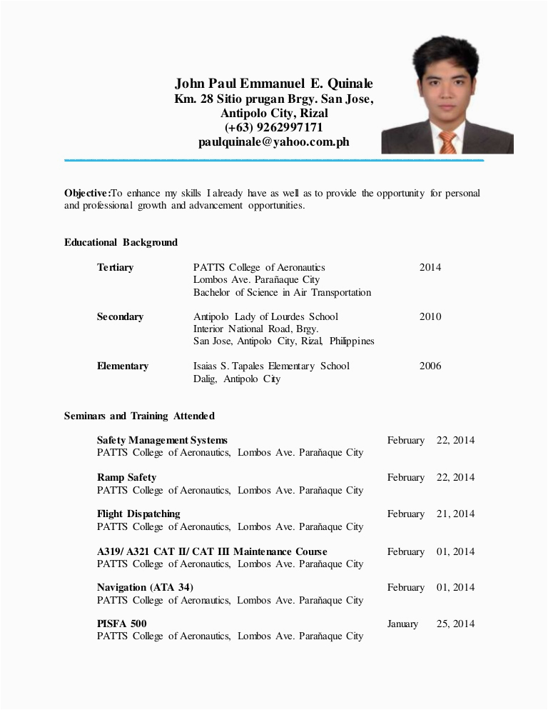 Resume Sample for Ojt Business Administration Resume for Ojt Work