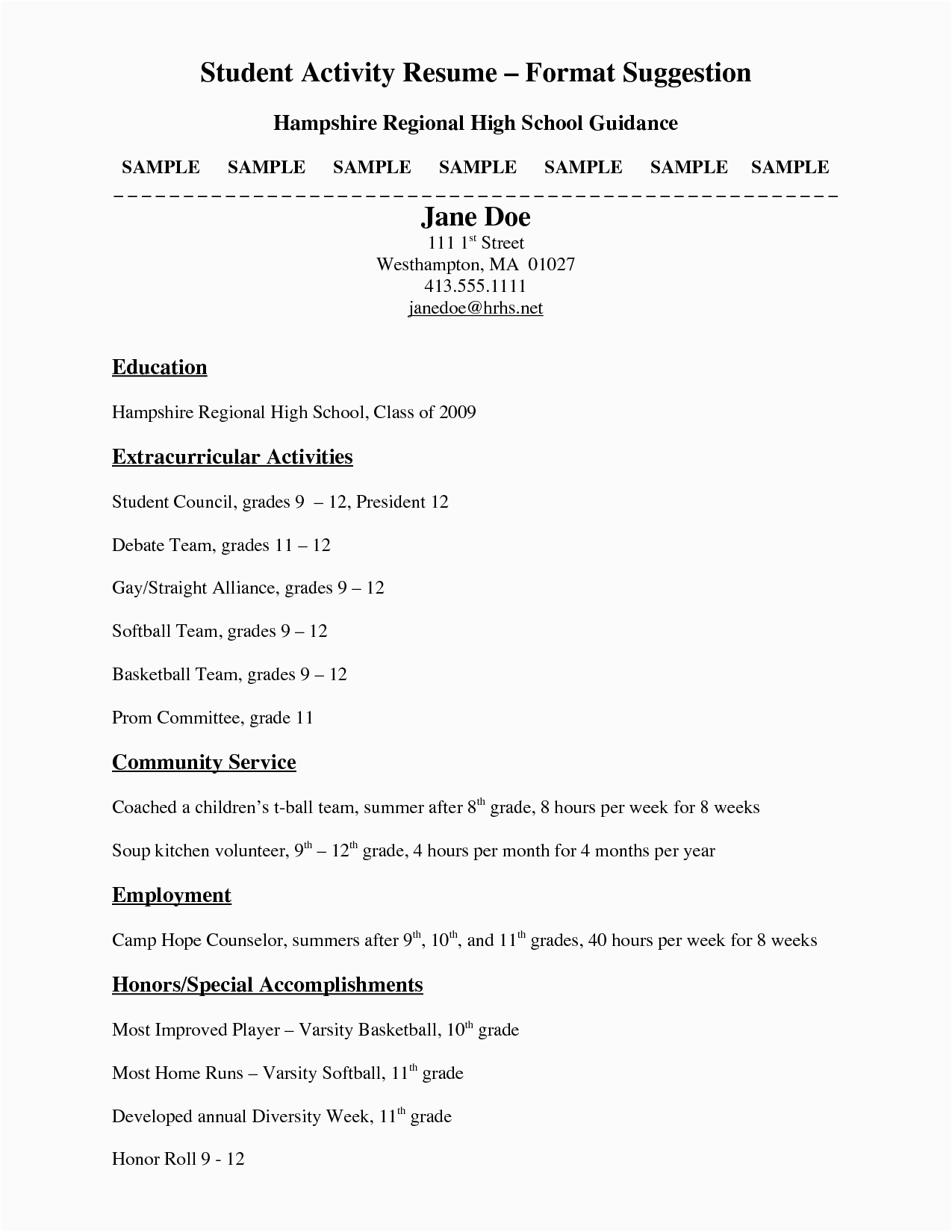 Resume Sample for Senior High School Students 11 12 College Resume Samples for High School Senior