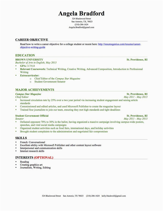 Resume Sample for Students with No Experience Resume for Students with No Experience