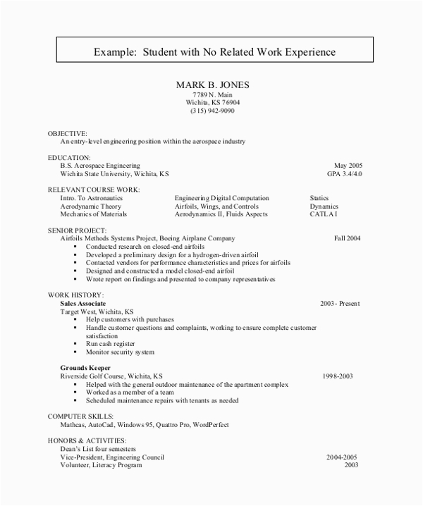Resume Sample for Students with No Experience Student Resume with No Experience Examples