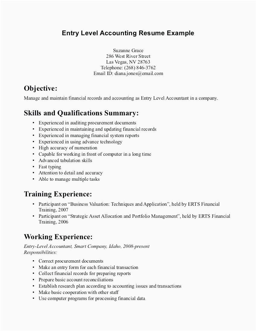 Sample Entry Level Accounting Resume No Experience 13 14 Staff Accountant Resume Objective southbeachcafesf