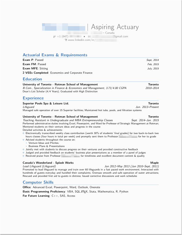 Sample Entry Level Actuarial Science Resume √ 20 Entry Level Actuary Resume