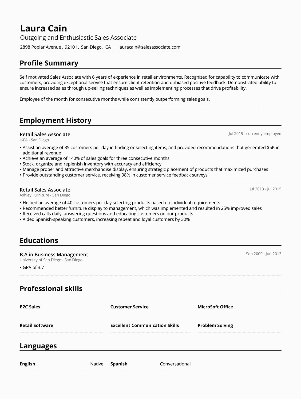 Sample Of A Sales associate Resume Sales associate Resume Example & Writing Guide [2020] Jofibo