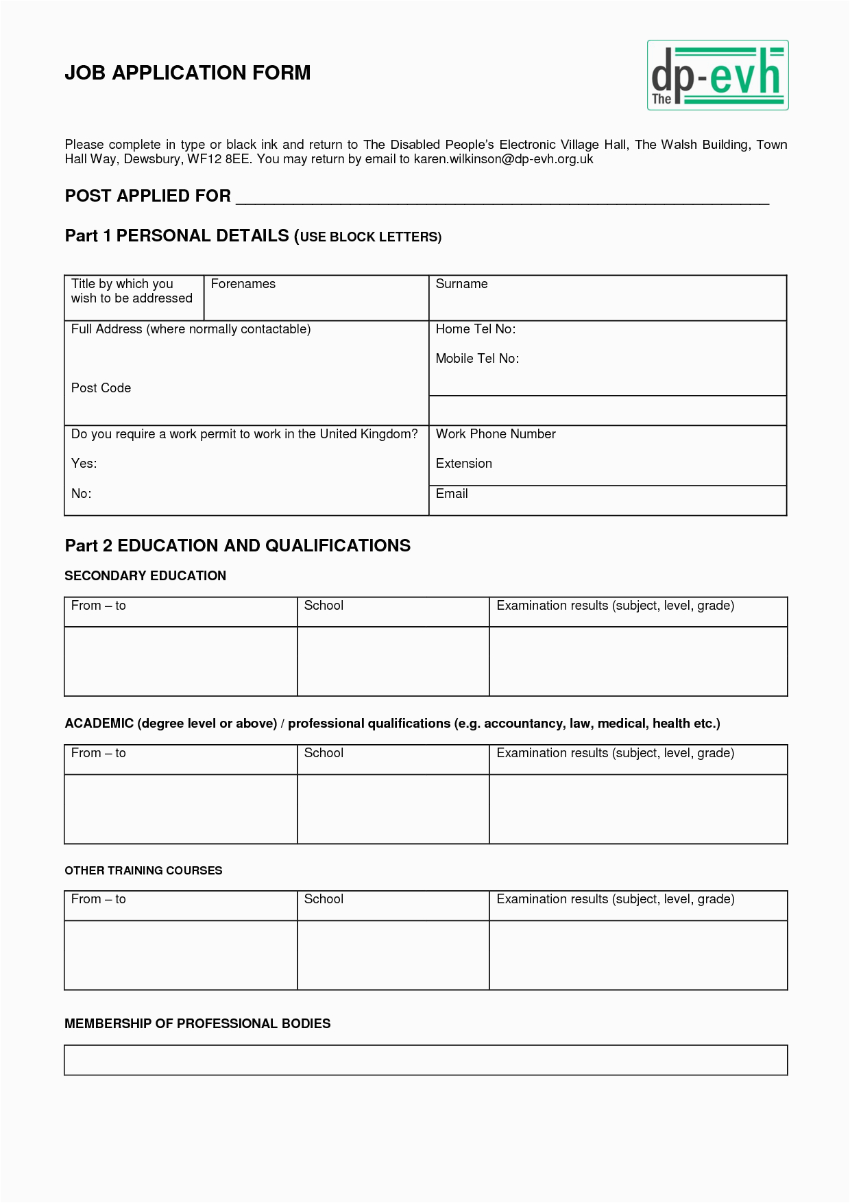 Sample Of Blank Resume for Job Application Application form Blank