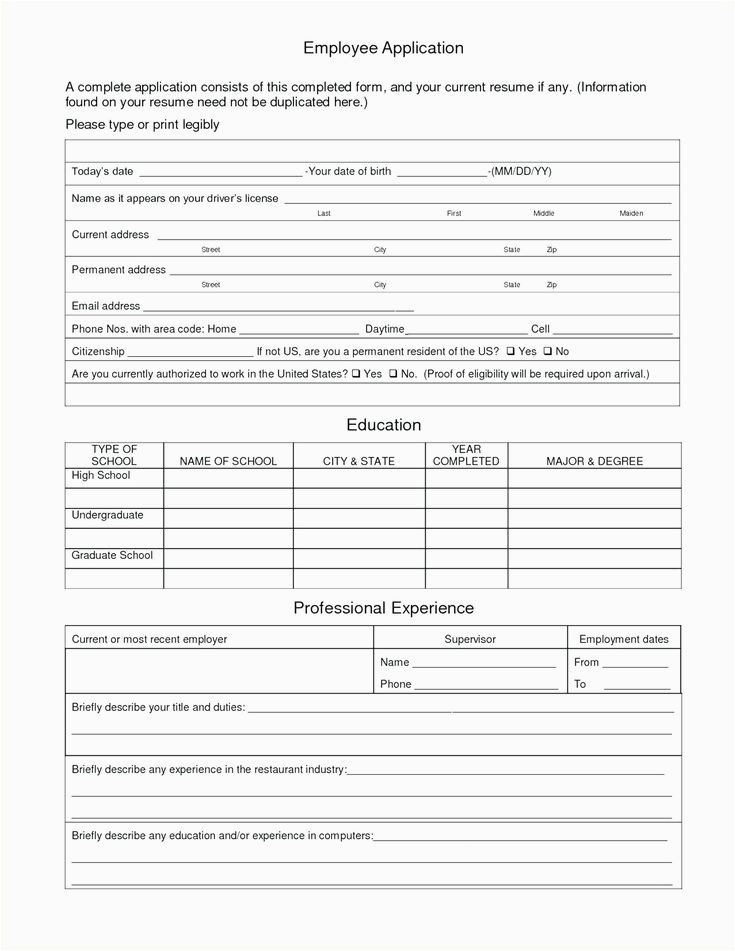 Sample Of Blank Resume for Job Application Blank Resume form for Job Application Lovely Free Job