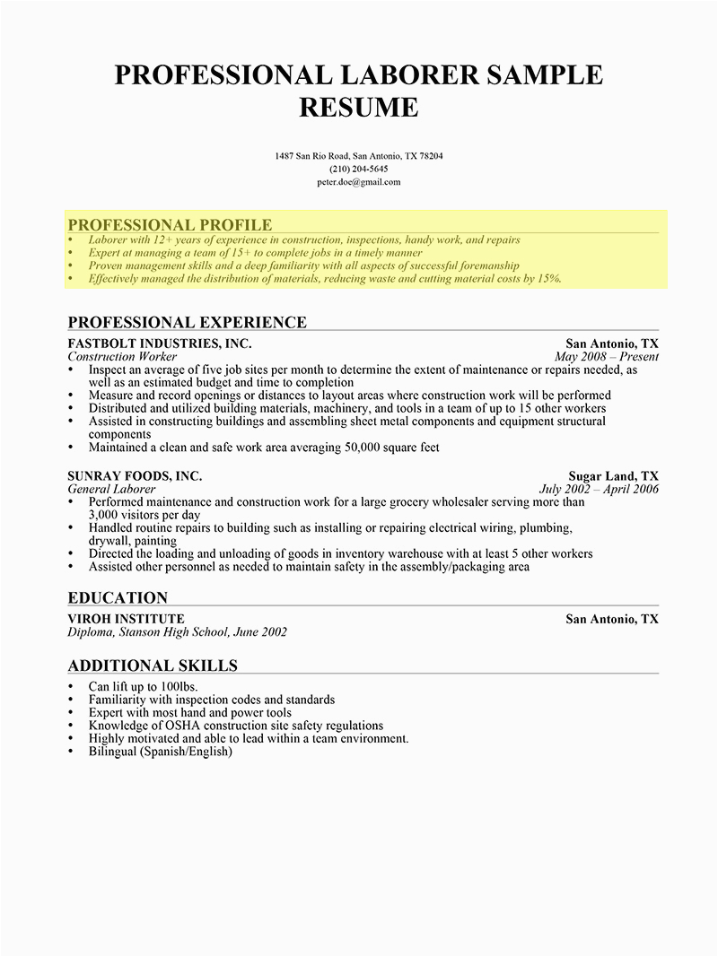Sample Of Career Profile On Resume How to Write A Professional Profile