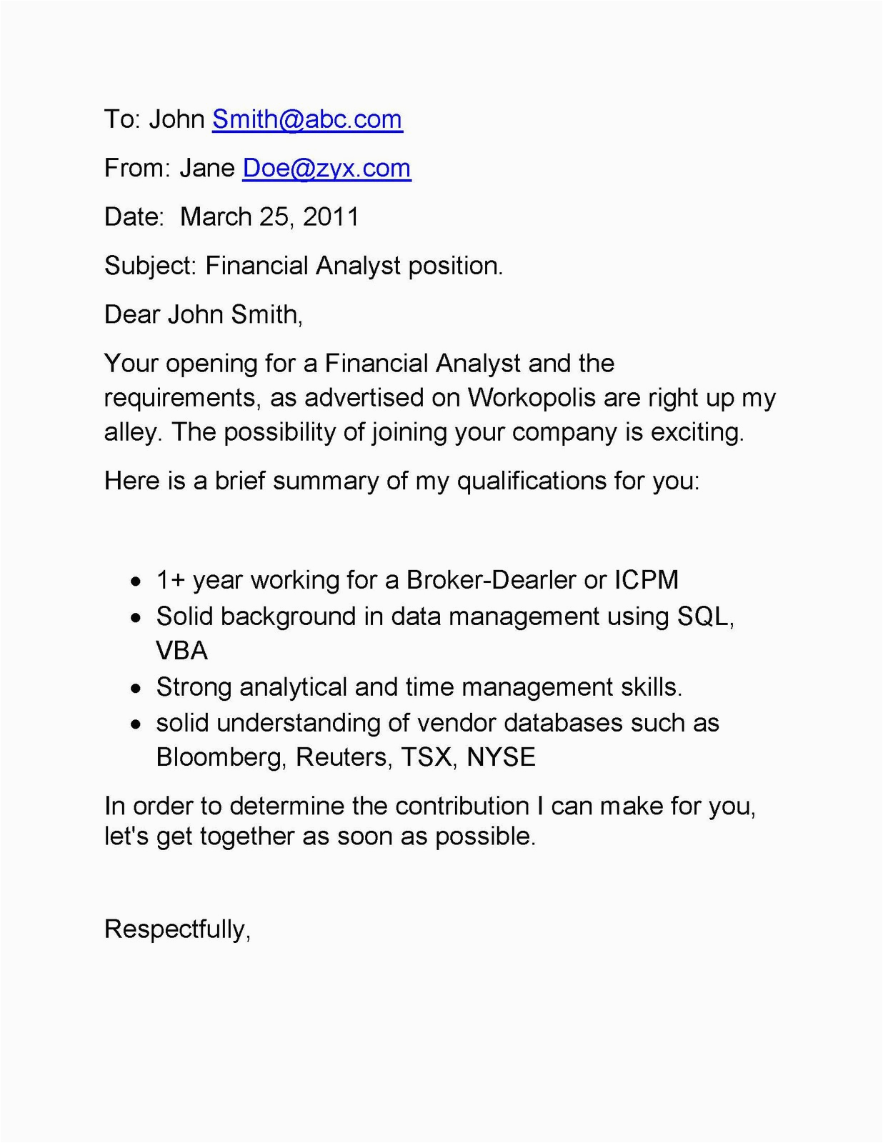 Sample Of Cover Letter for Email Resume Email Cover Letter Samples