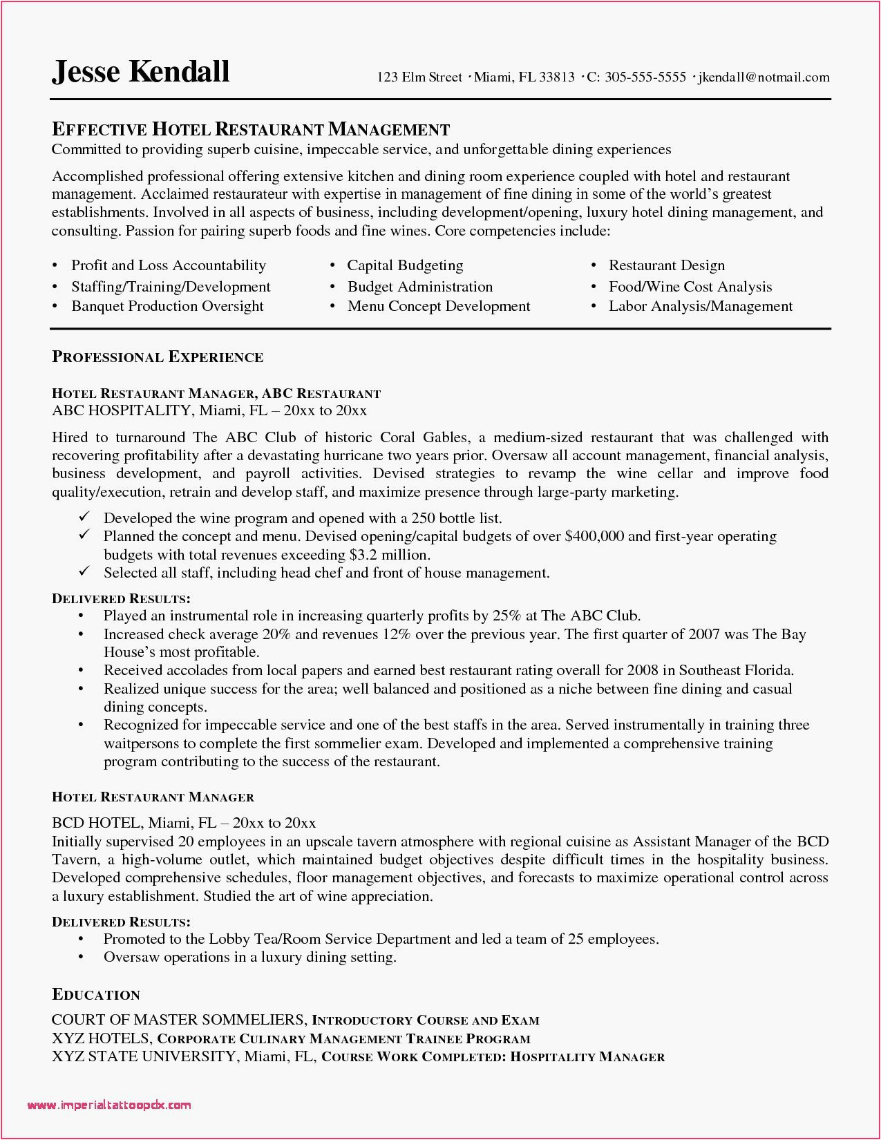Sample Of Objectives In Resume for Hotel and Restaurant Management Pin On Resume Templates
