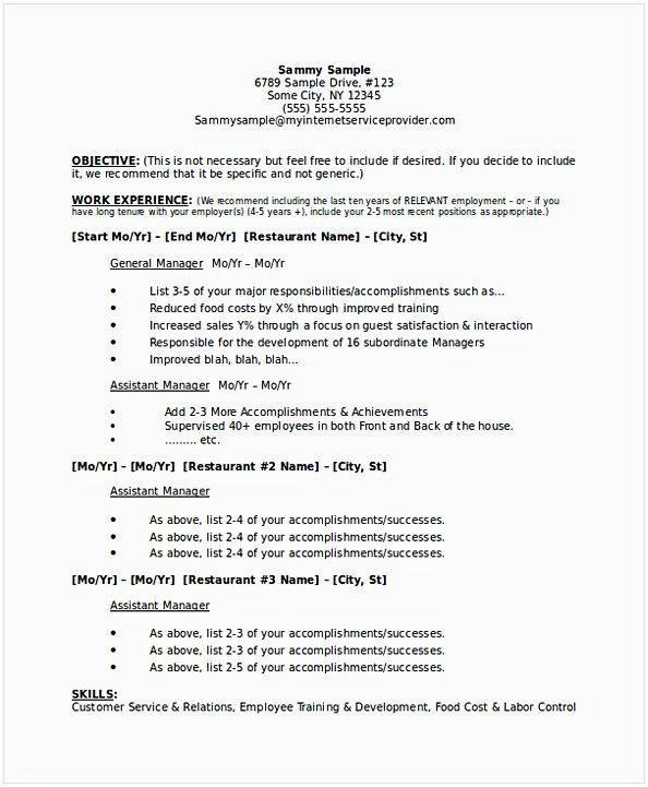 Sample Of Objectives In Resume for Hotel and Restaurant Management Restaurant Manager Business Plan Resume 1 Hotel and