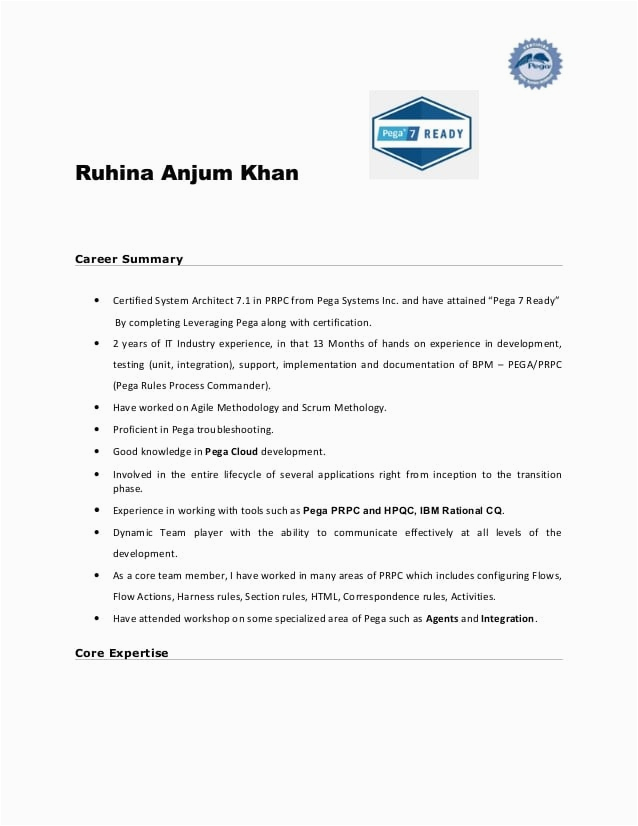 Sample Pega Developer Resume Filetype Doc Pega Sample Resume
