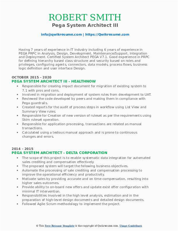 Sample Pega Developer Resume Filetype Doc Pega System Architect Resume Samples