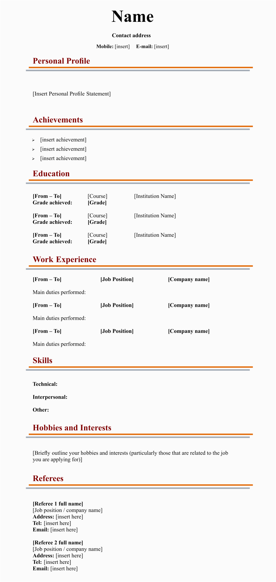 Sample Resume Fill In the Blank 7 Best Fill In Blank Printable Resume Printablee