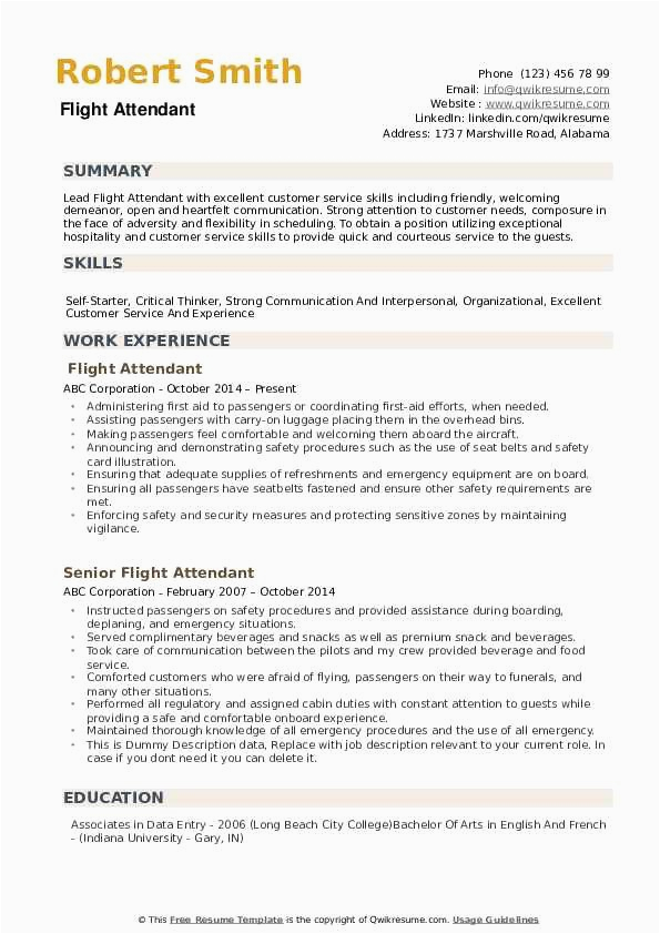 Sample Resume Flight attendant No Experience Flight attendant Resume No Experience™