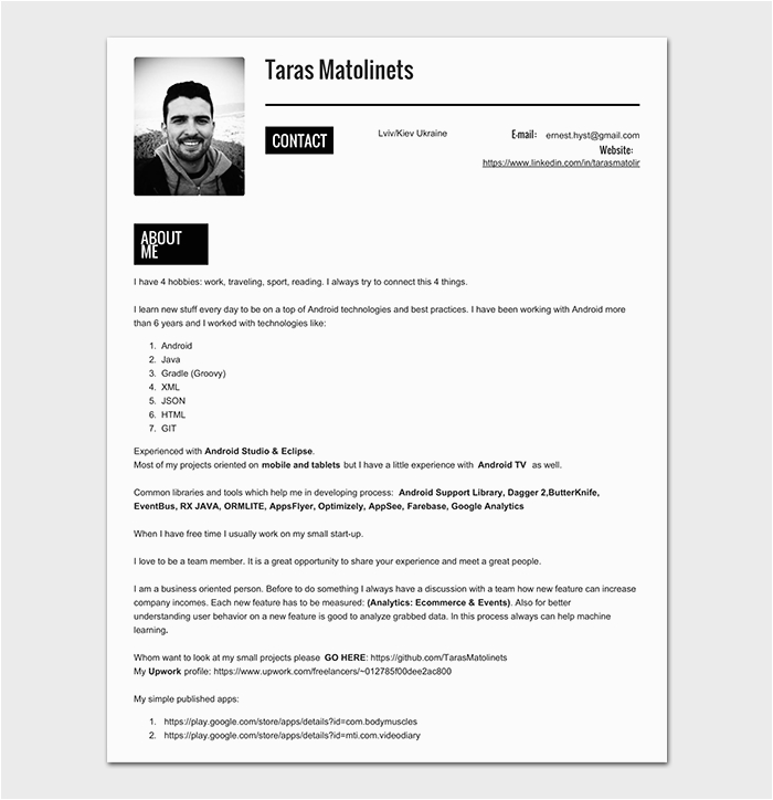 Sample Resume for 1 Year Experienced android Developer android Developer Resume Template 21 for Senior