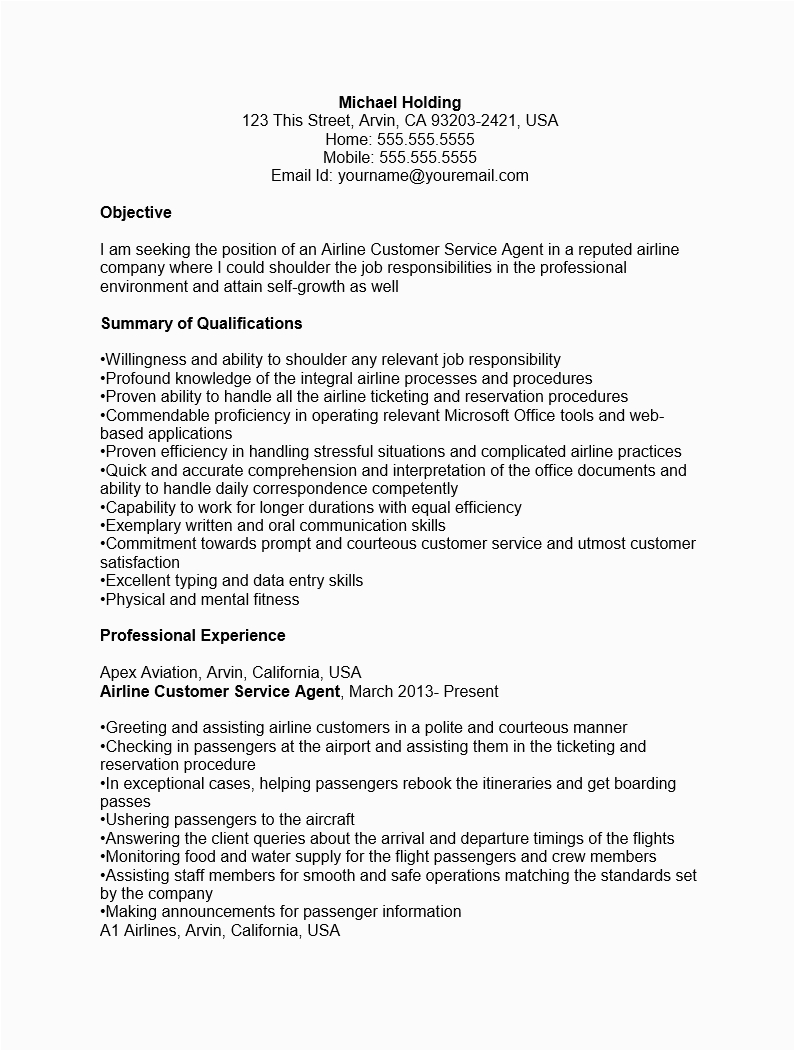 Sample Resume for Airline Ticketing Agent Airline Ticket Agent Resume United Airlines and Travelling