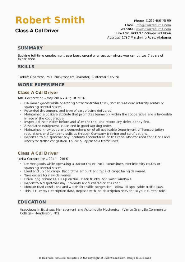 Sample Resume for Cdl Class A Driver Class A Cdl Driver Resume Samples Sample Resume for Cdl Class A Driver Class A Cdl Driver Resume Samples