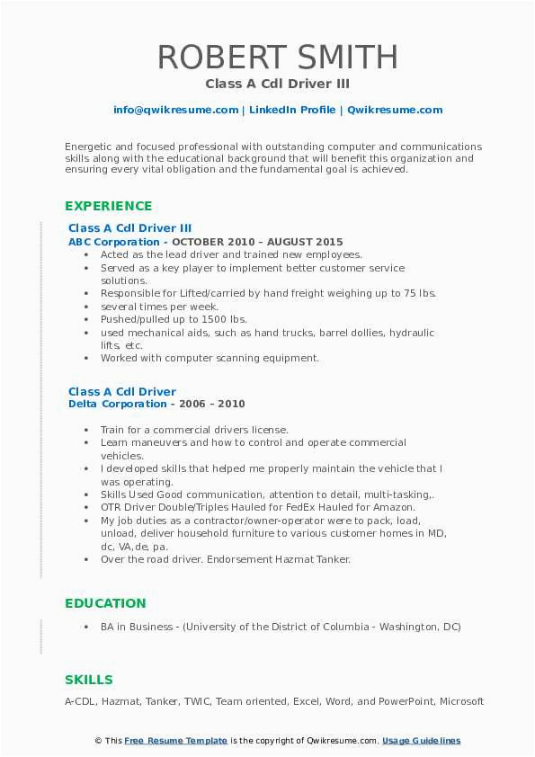 Sample Resume for Cdl Class A Driver Class A Cdl Driver Resume Samples Sample Resume for Cdl Class A Driver Class A Cdl Driver Resume Samples