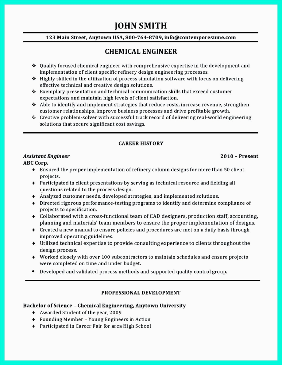 Sample Resume for Chemical Engineering Fresh Graduate Successful Objectives In Chemical Engineering Resume