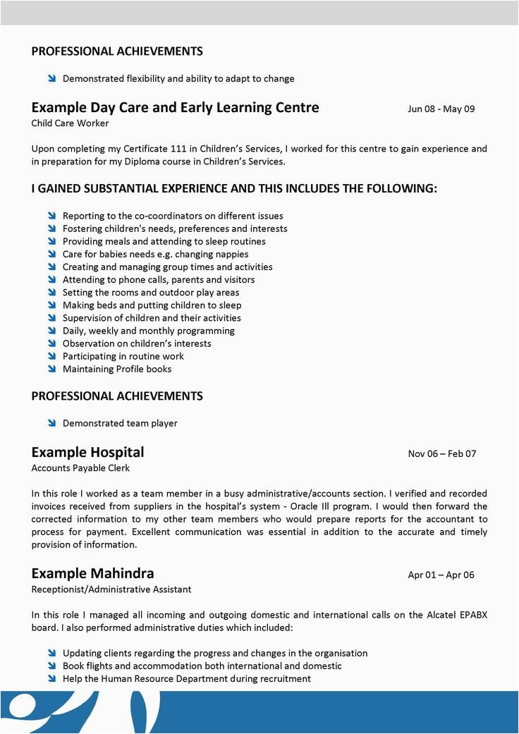Sample Resume for Child Care assistant with No Experience Child Resume Sample Child Care Sample Resume for Child