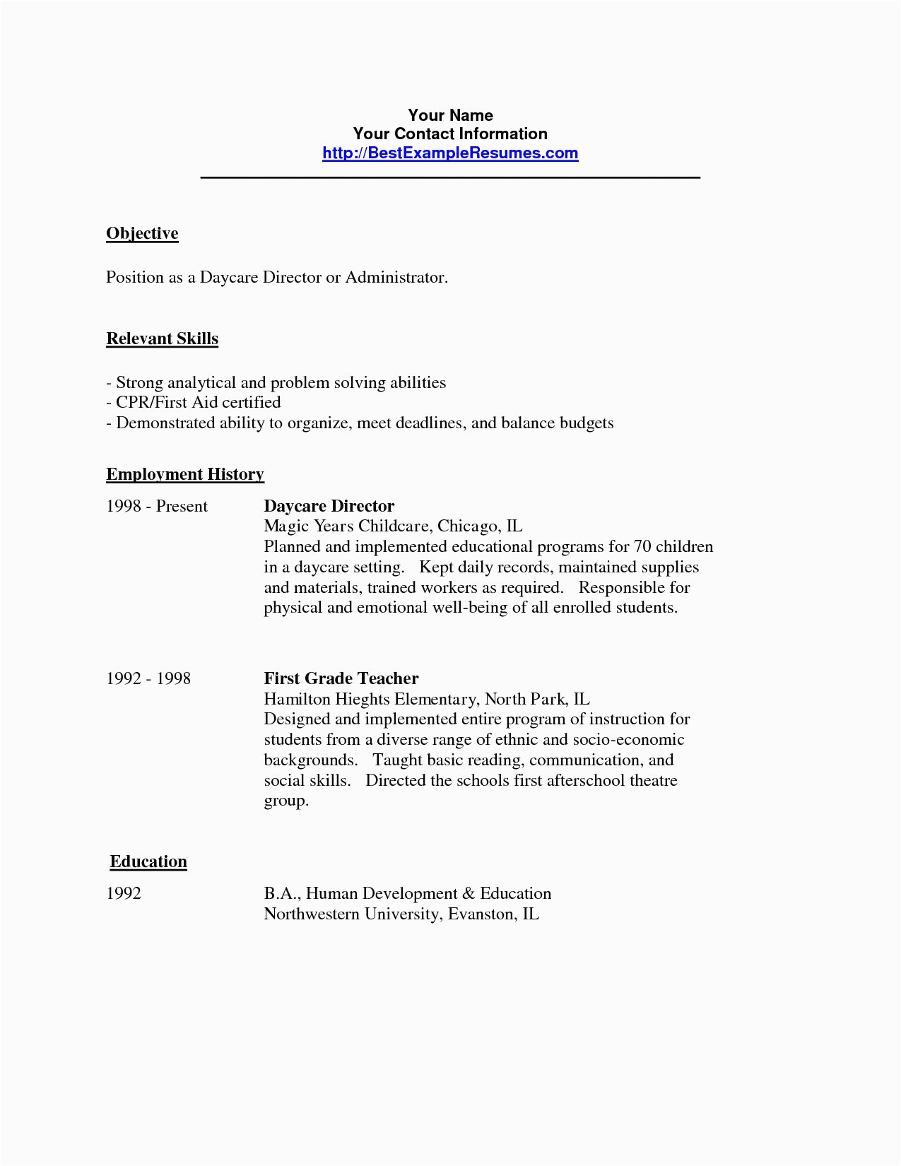 Sample Resume for Child Care Worker with No Experience Cover Letter for Daycare Worker No Experience