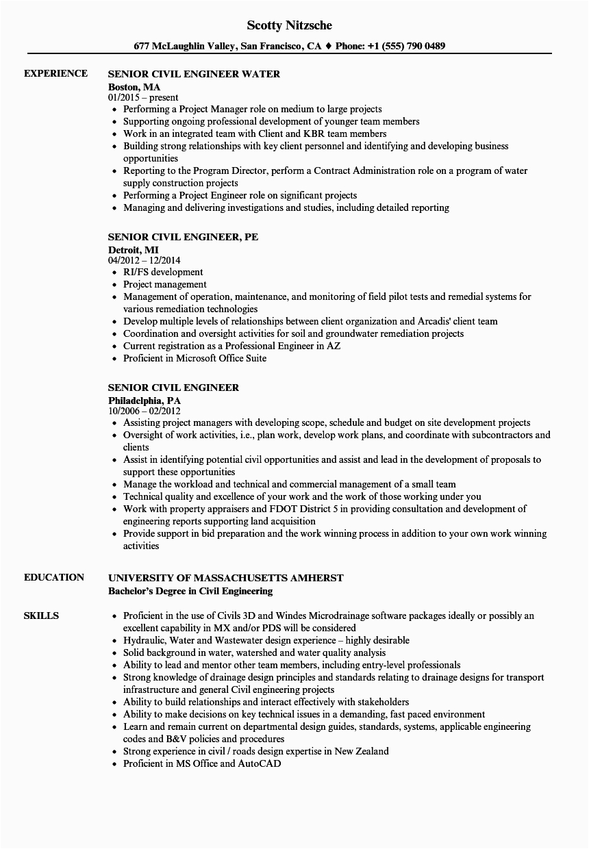 Sample Resume for Civil Engineer Experienced Senior Civil Engineer Resume Samples