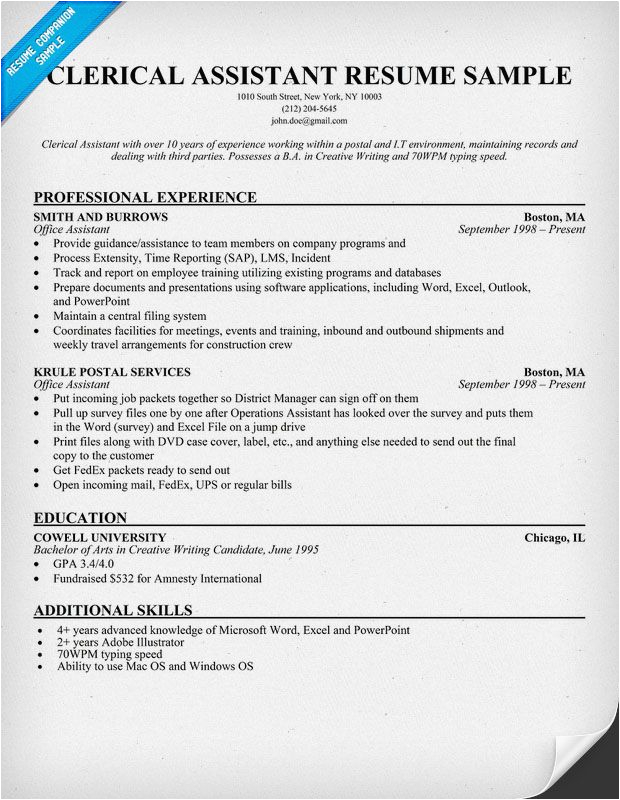 Sample Resume for Clerical Office Work Sample Resume Clerical Work thesis Web Fc2