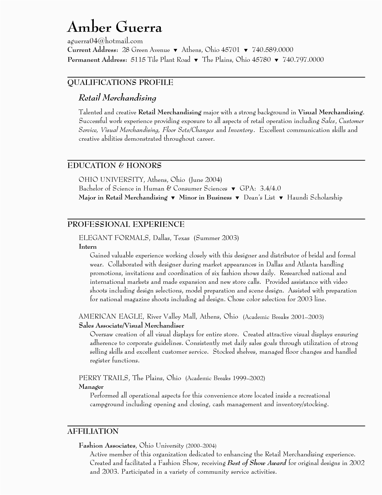Sample Resume for Clothing Store Sales associate Sample Resume for Retail Sales associate In A Clothing