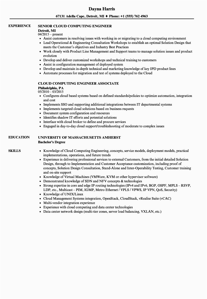 Sample Resume for Cloud Computing Pdf Aws Cloud Engineer Resume