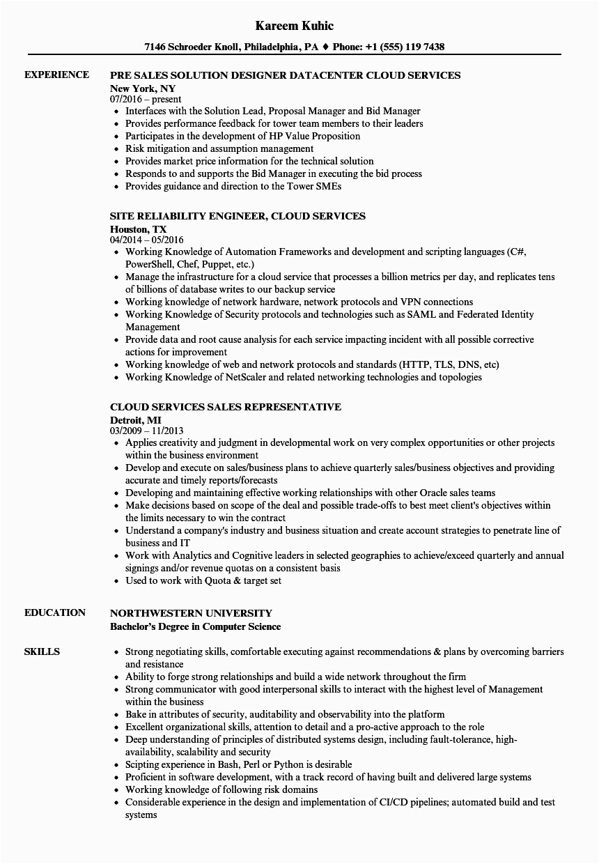 Sample Resume for Cloud Computing Pdf Cloud Services Resume Samples