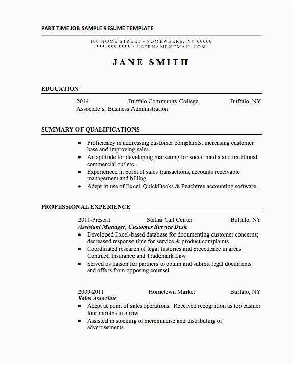 Sample Resume for College Student Looking for Part Time Job 40 Part Time Job Resume In 2020