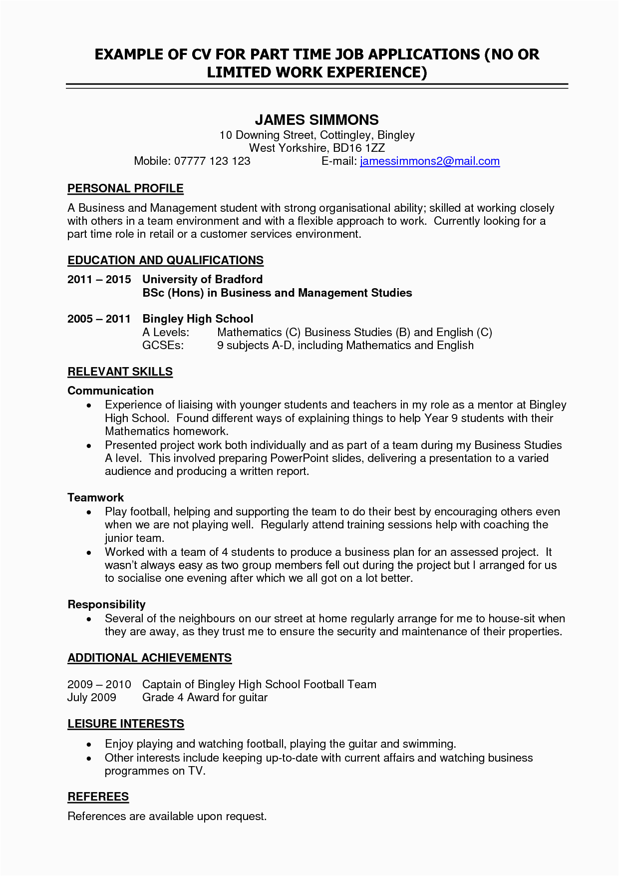 Sample Resume for College Student Looking for Part Time Job Part Time Work Resume the Best Expert S Estimate