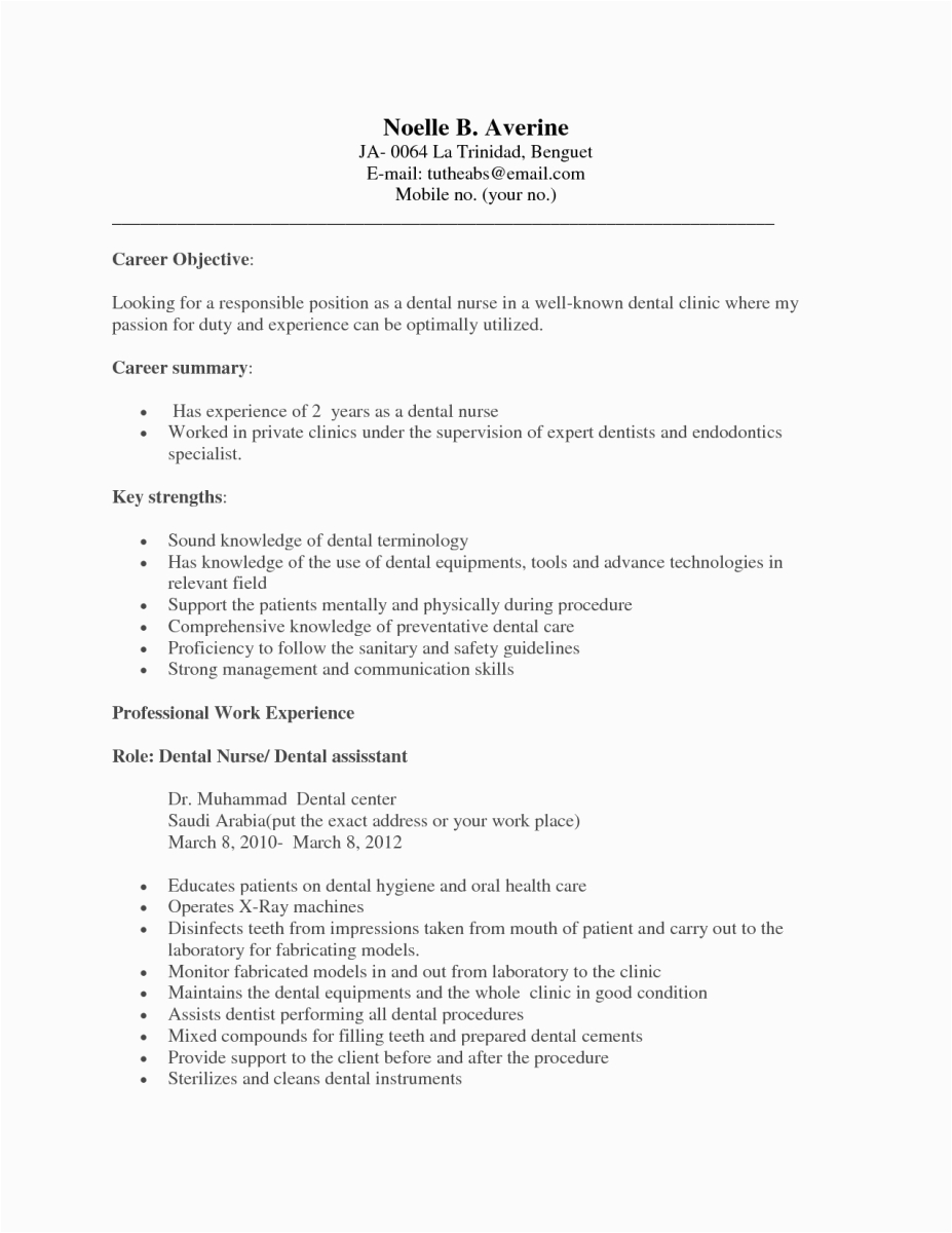 Sample Resume for Dental assistant with No Experience Pin On Dental assisting