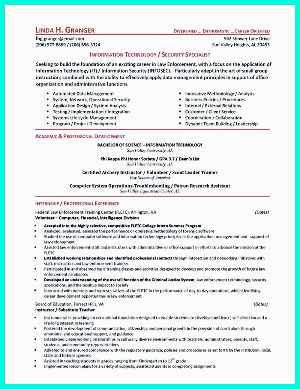 Sample Resume for Entry Level Cyber Security Cyber Security Resume Must Be Well Created to the Job