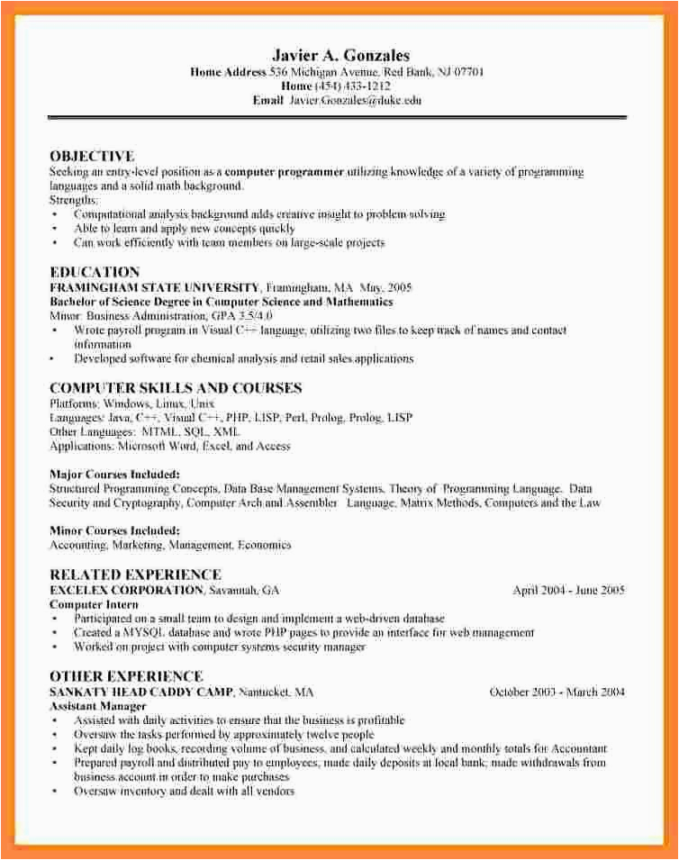 Sample Resume for Entry Level Data Scientist Entry Level Data Scientist Resume