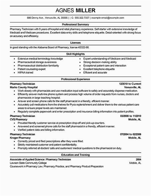 Sample Resume for Entry Level Hospital Job 20 Entry Level Pharmacy Technician Resume