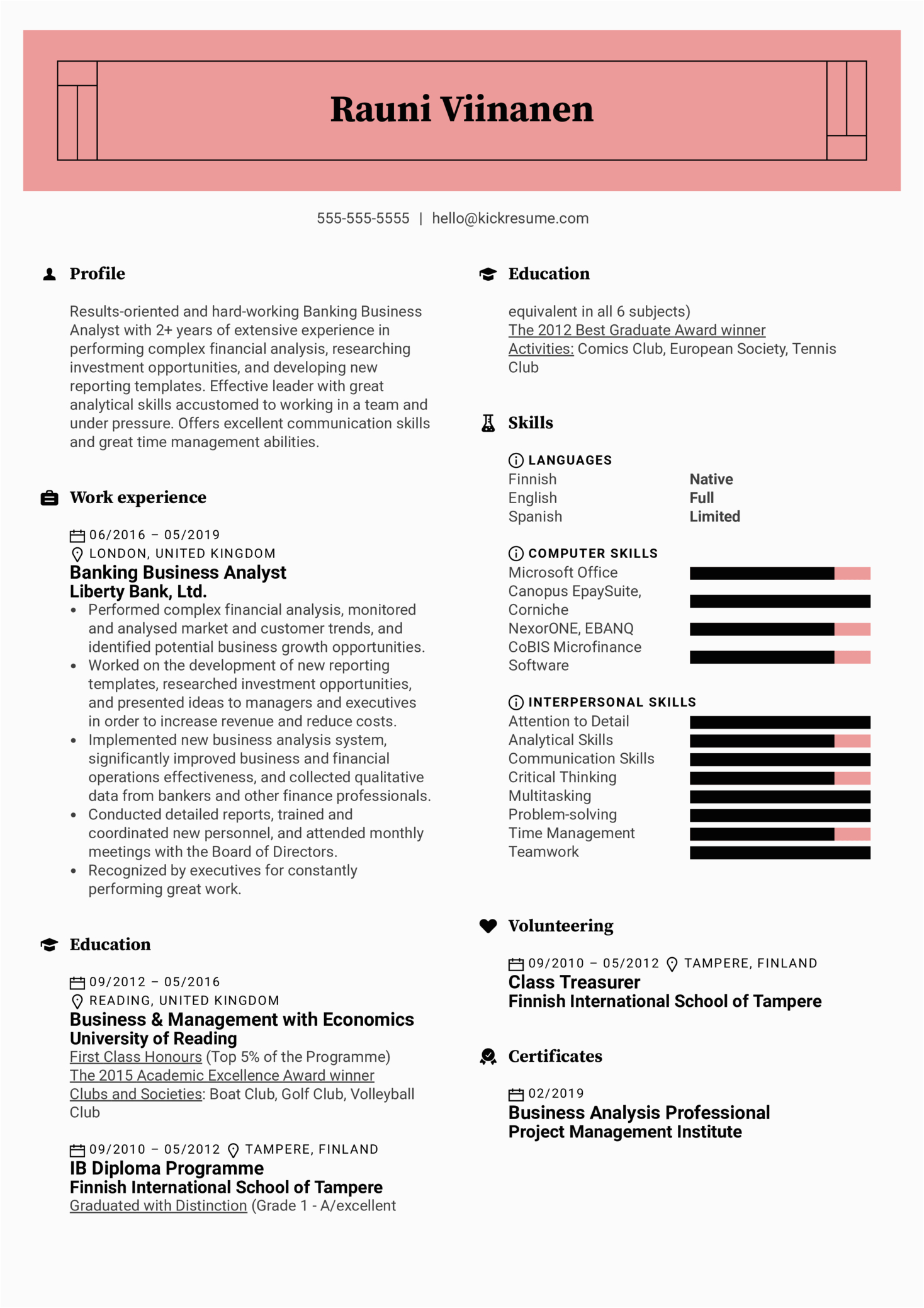 Sample Resume for Experienced Business Analyst Banking Business Analyst Resume Sample