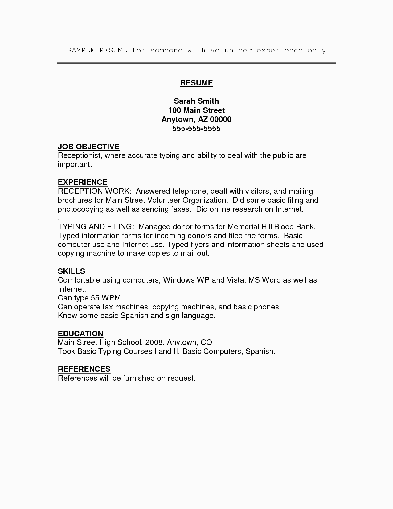 Sample Resume for Highschool Students with Volunteer Experience Job Resume Volunteer Experience Umecareer