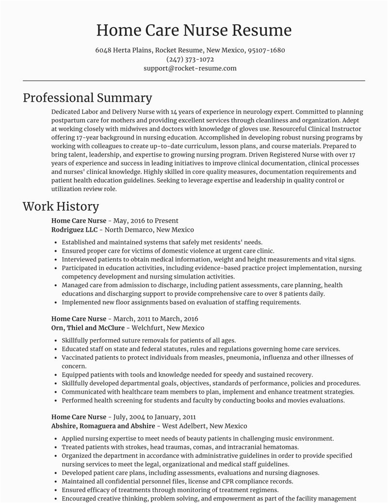 Sample Resume for Home Care Nurse Home Care Nurse Resumes
