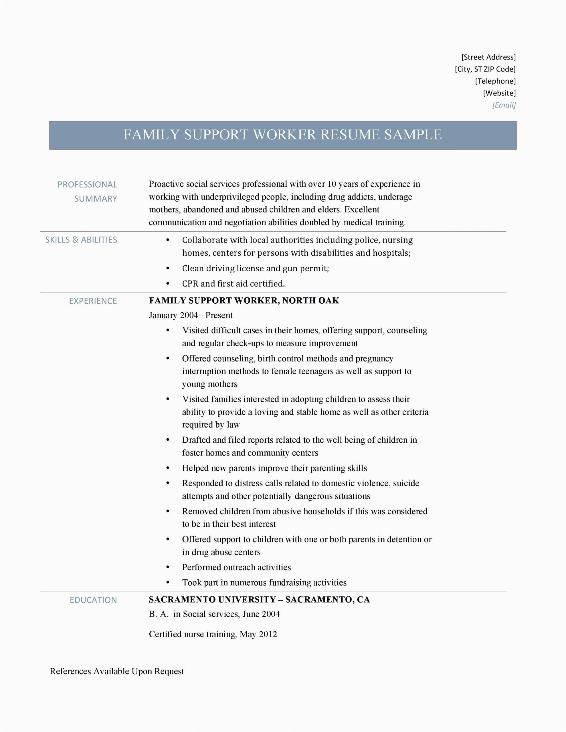 Sample Resume for Home Support Worker 10 Home Support Worker Resume Proposal Resume