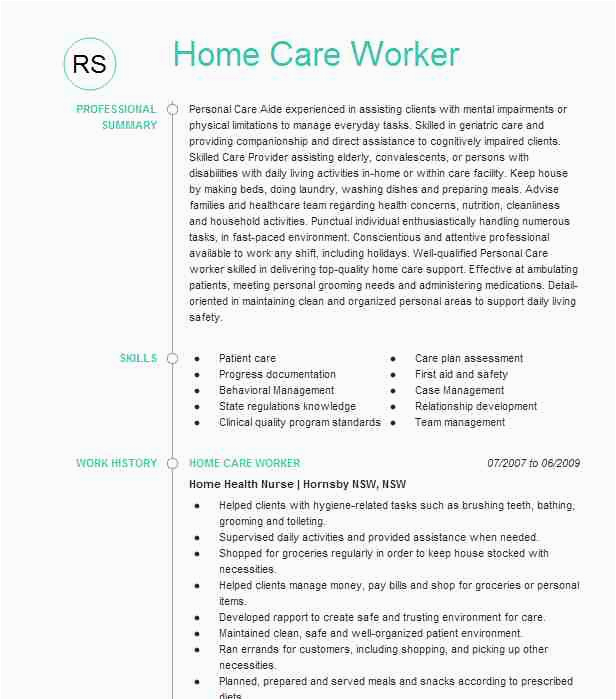 Sample Resume for Home Support Worker In Home Support Worker Resume Example In Home Supportive